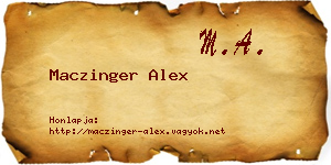 Maczinger Alex névjegykártya