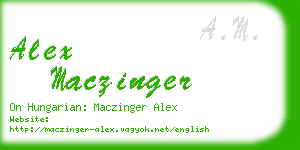 alex maczinger business card